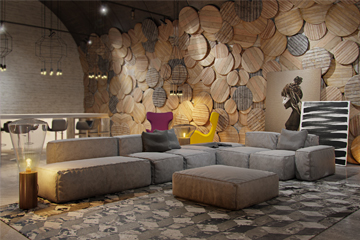 Unique cagewall installations, custom design, and creative use of space for a contemporary touch.
